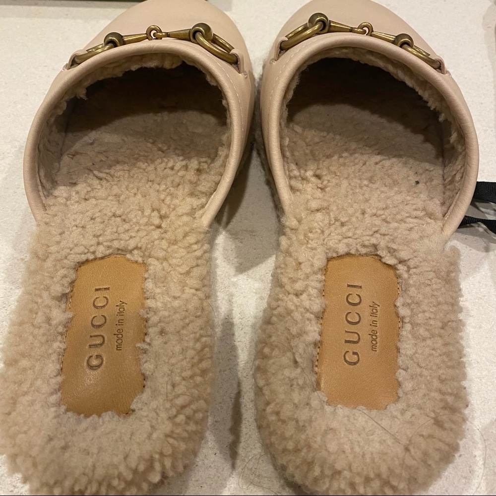 SOLD on RR ⭐️ GUCCI Horsebit Shearling-Lined Leather Mule Flat Slippers NWOT - Picture 10 of 16